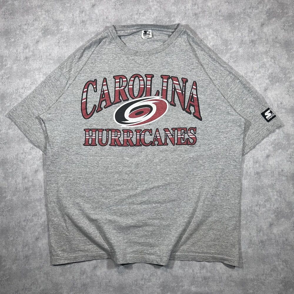 Vintage Starter Carolina Hurricanes NHL Gray Mens Large T-Shirt Hockey
